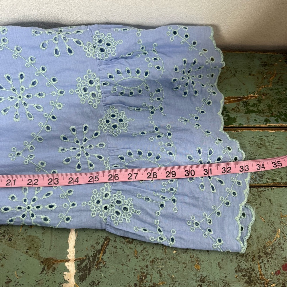SAIL to SABLE Eyelet Sleeveless Ruffle Hem Dress Cabbage/Hydrangea Cotton Sz S - Picture 15 of 15